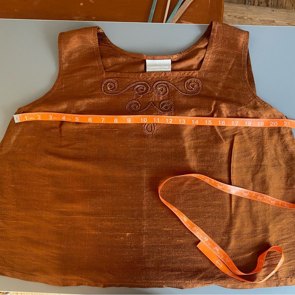 Coldwater Creek Copper Rust Sleeveless Silk Textured Tank Top, Scoop Neck XL - Picture 5 of 6